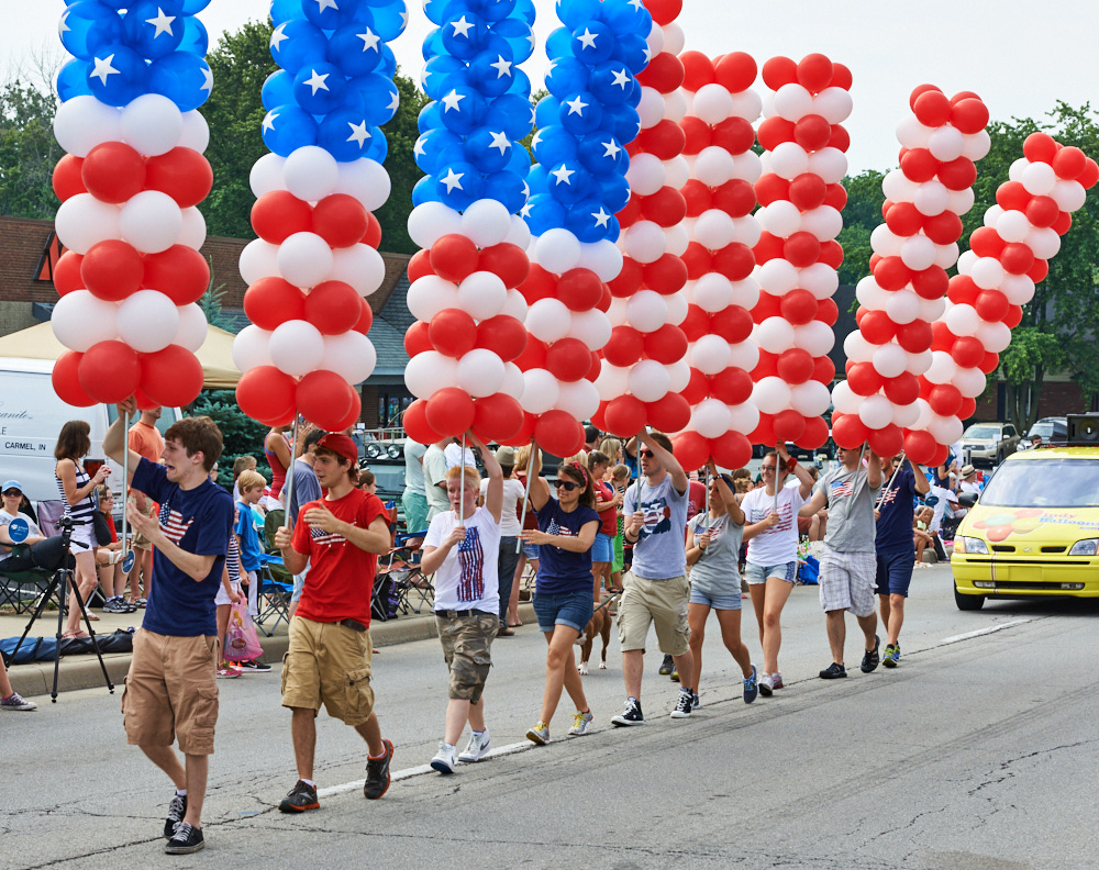 Red, White and Blue balloons