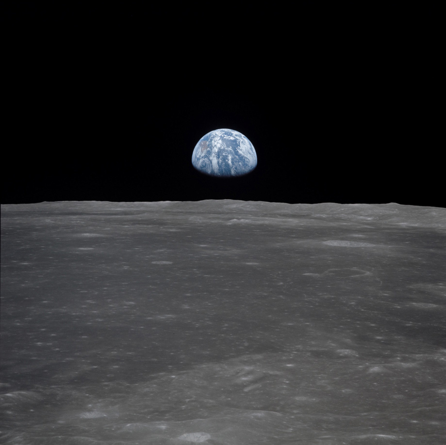 View of Earth rising over Moon’s horizon taken from Apollo 11 spacecraft © NASA