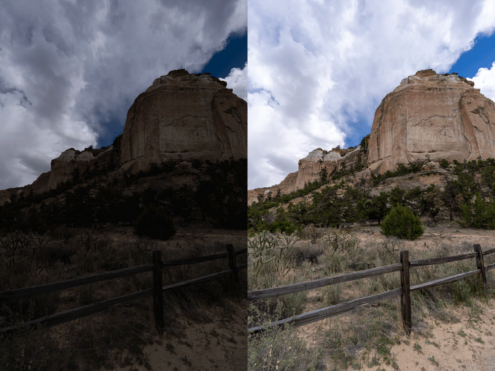 Figure 1:  El Malpais image before and after auto-tone.