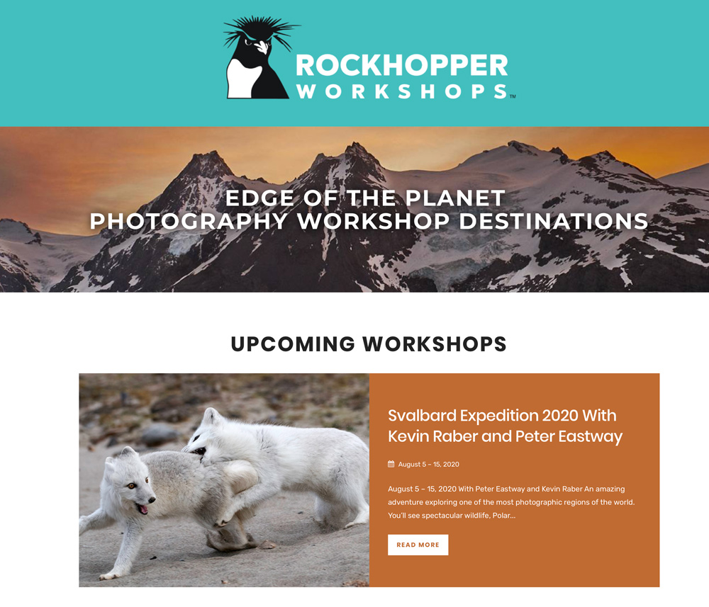 The new home page of Rockhopper Workshops