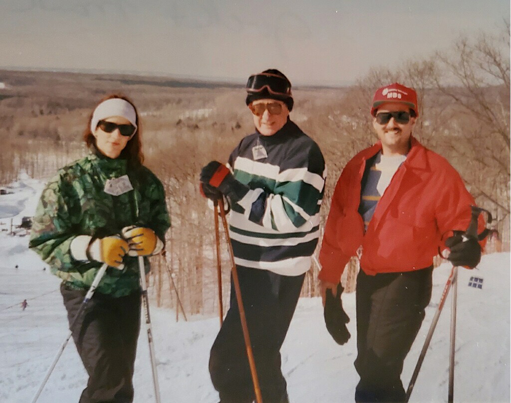 Jack Fadely with Debra fadely and MArk Fadely on a ski vacation