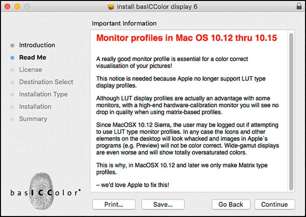 Figure A1-7. Selection of Profile Type Warning (MacOS)