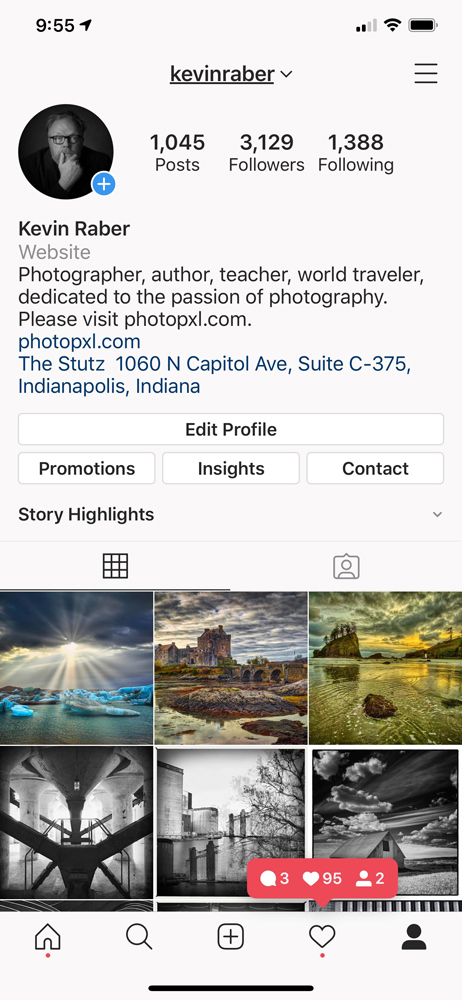 My Instagram page on an iPhone