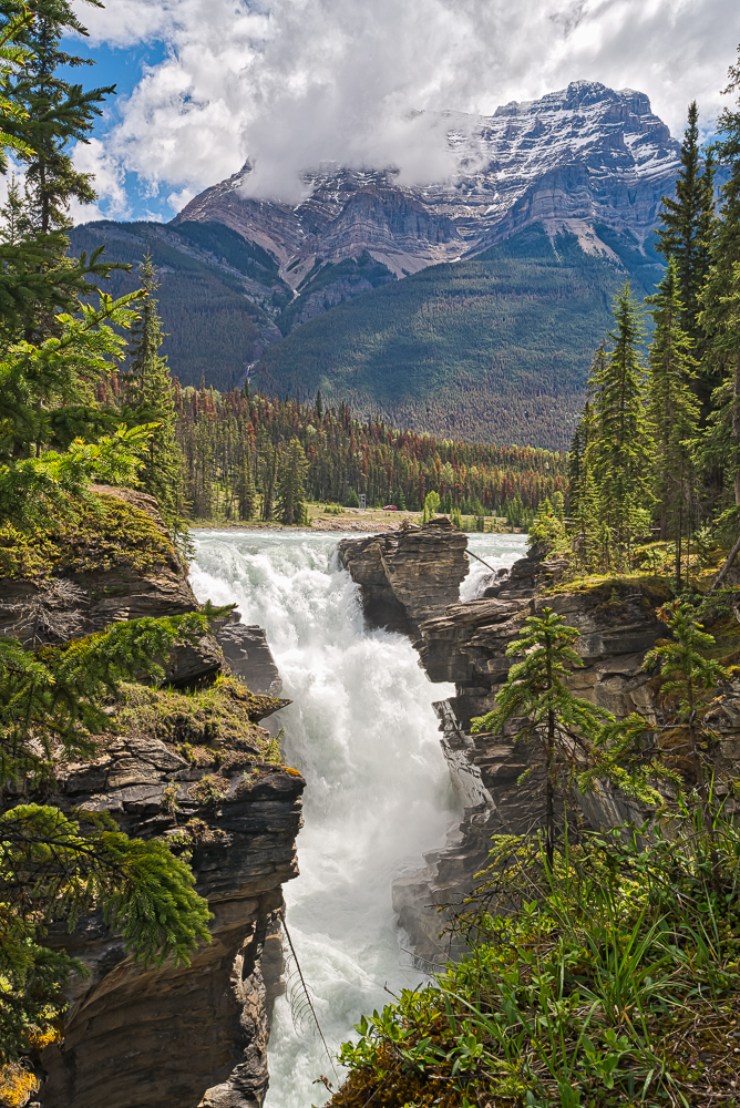 “Athabasca Falls, Jasper NP, Alberta” in color