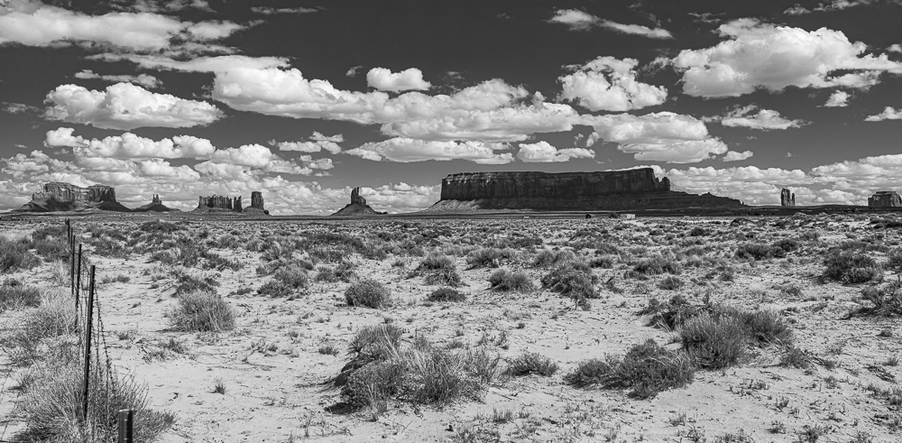 Monument Valley from Rte. 163, May 2010” in B&W