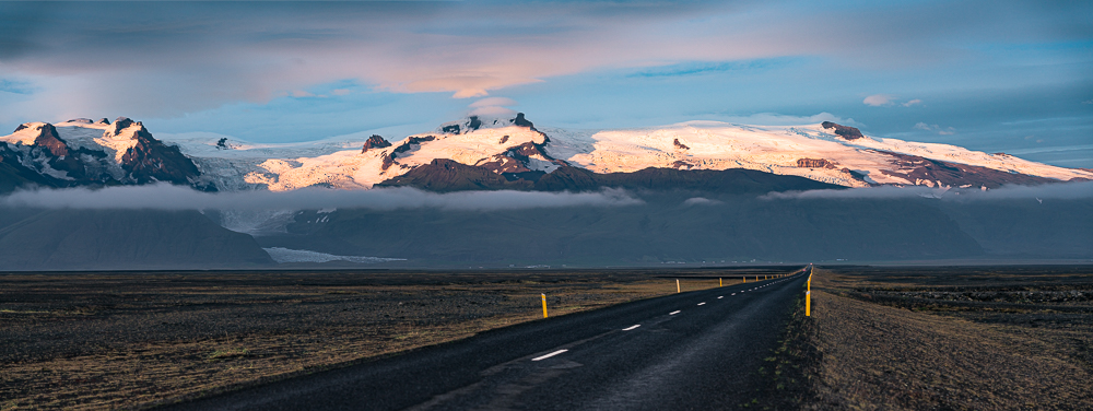 Skaftafell NP from Hwy 1, Iceland, 10pm, 2016