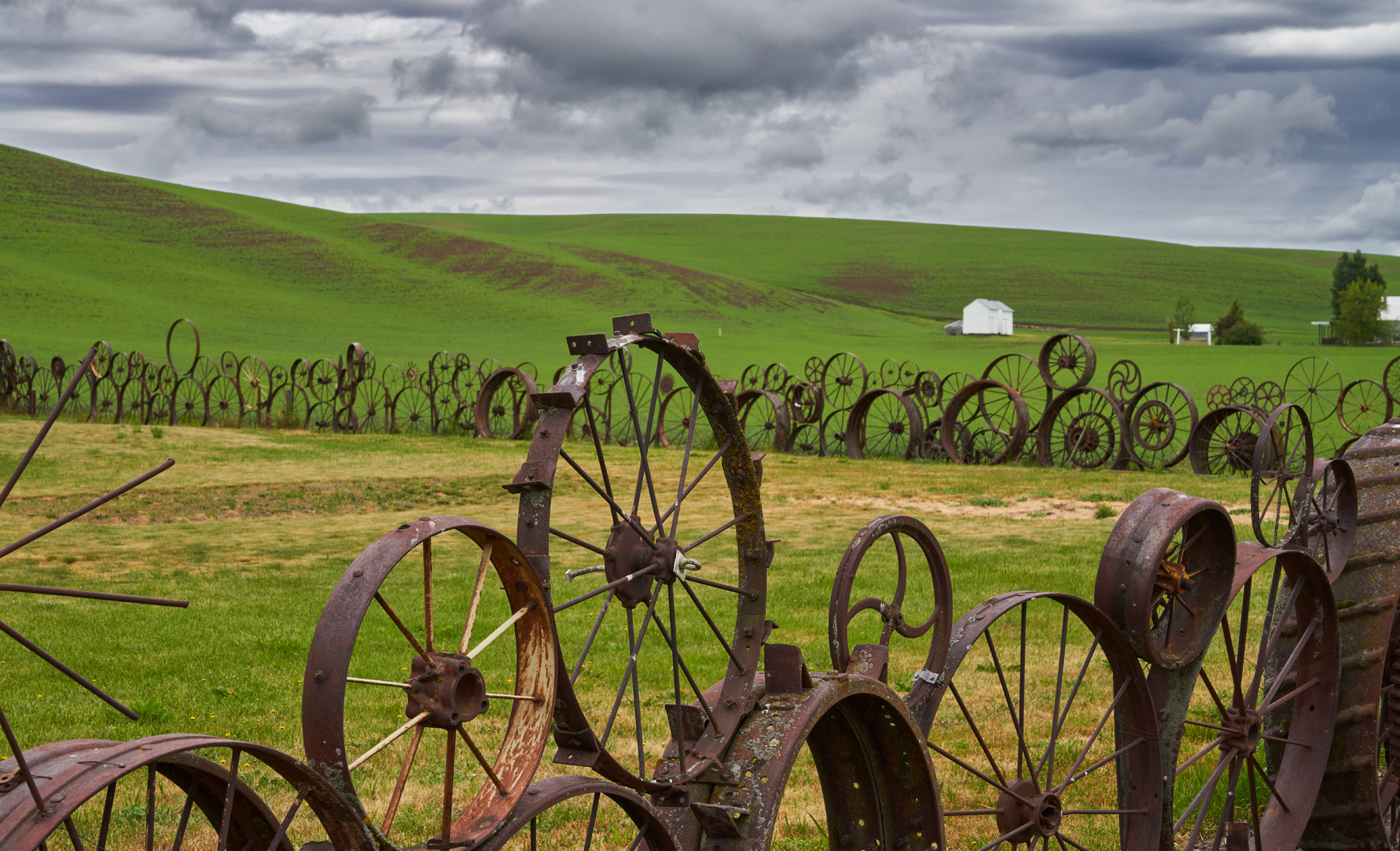 The iconic wagon wheel fence