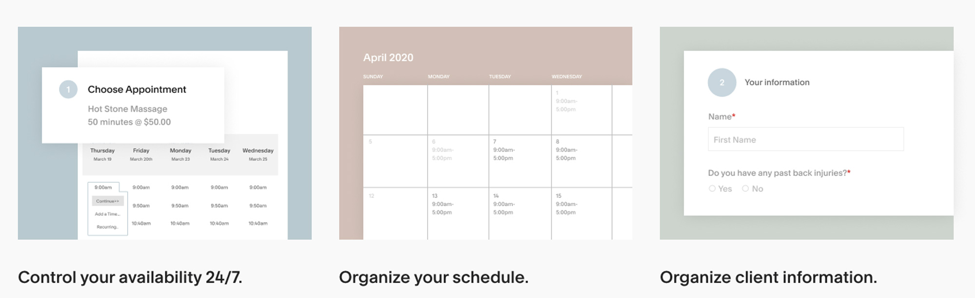 photo management tool Squarespace Scheduling