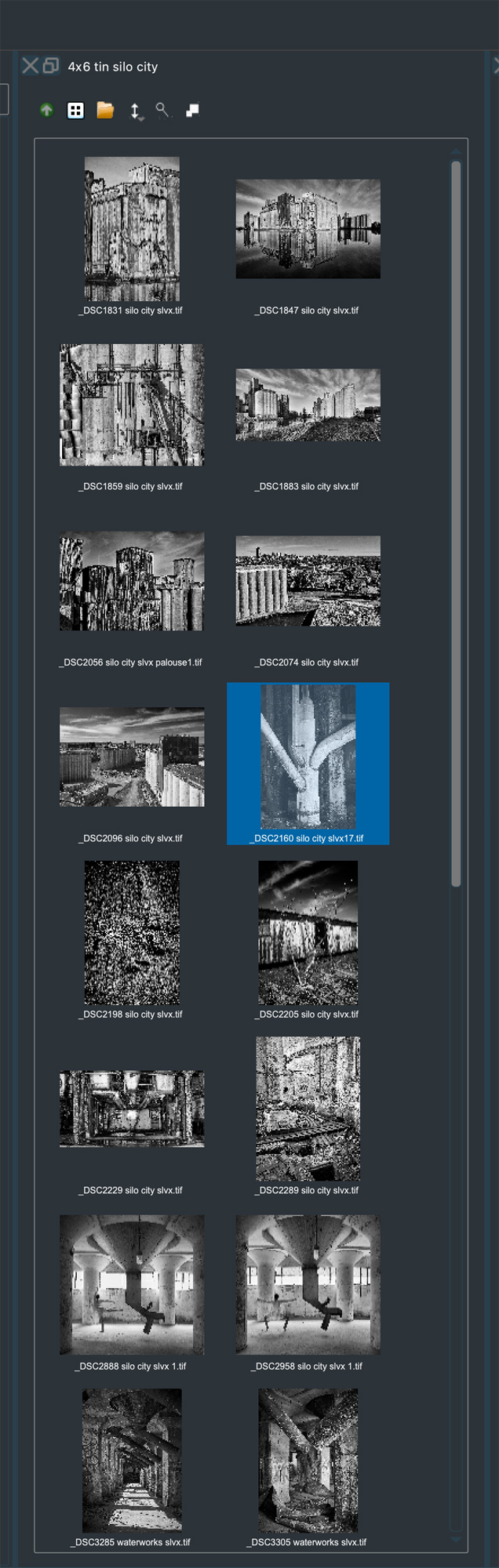 These are the thumbnails in the preview window. You click on an image and drag it over to the blank pages on the left to set up the layout that will be printed.