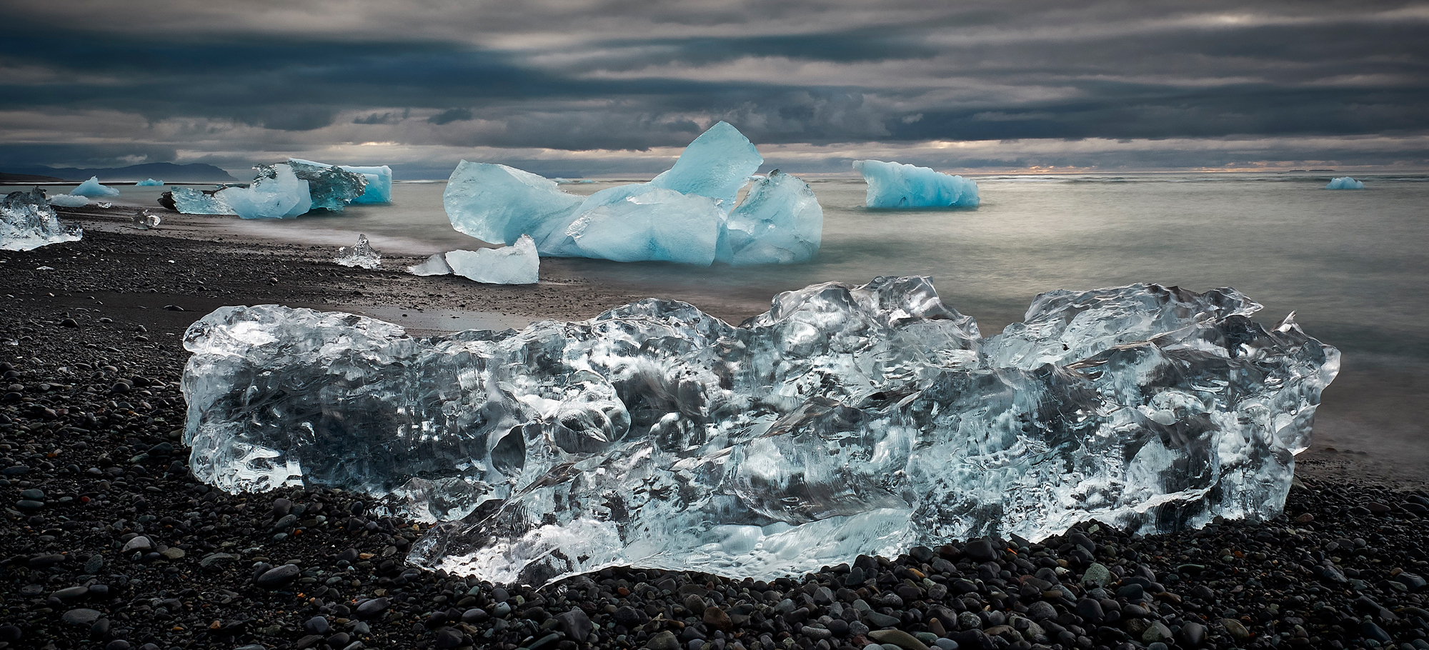Iceland, Iceberg beach, single exposure pano