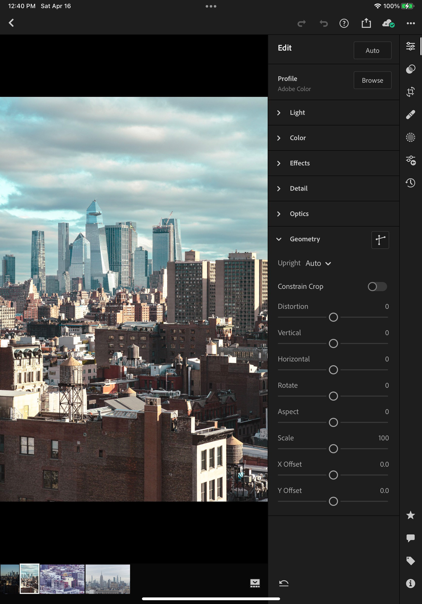 An Image Opened in Lightroom Mobile That is Ready for Editing