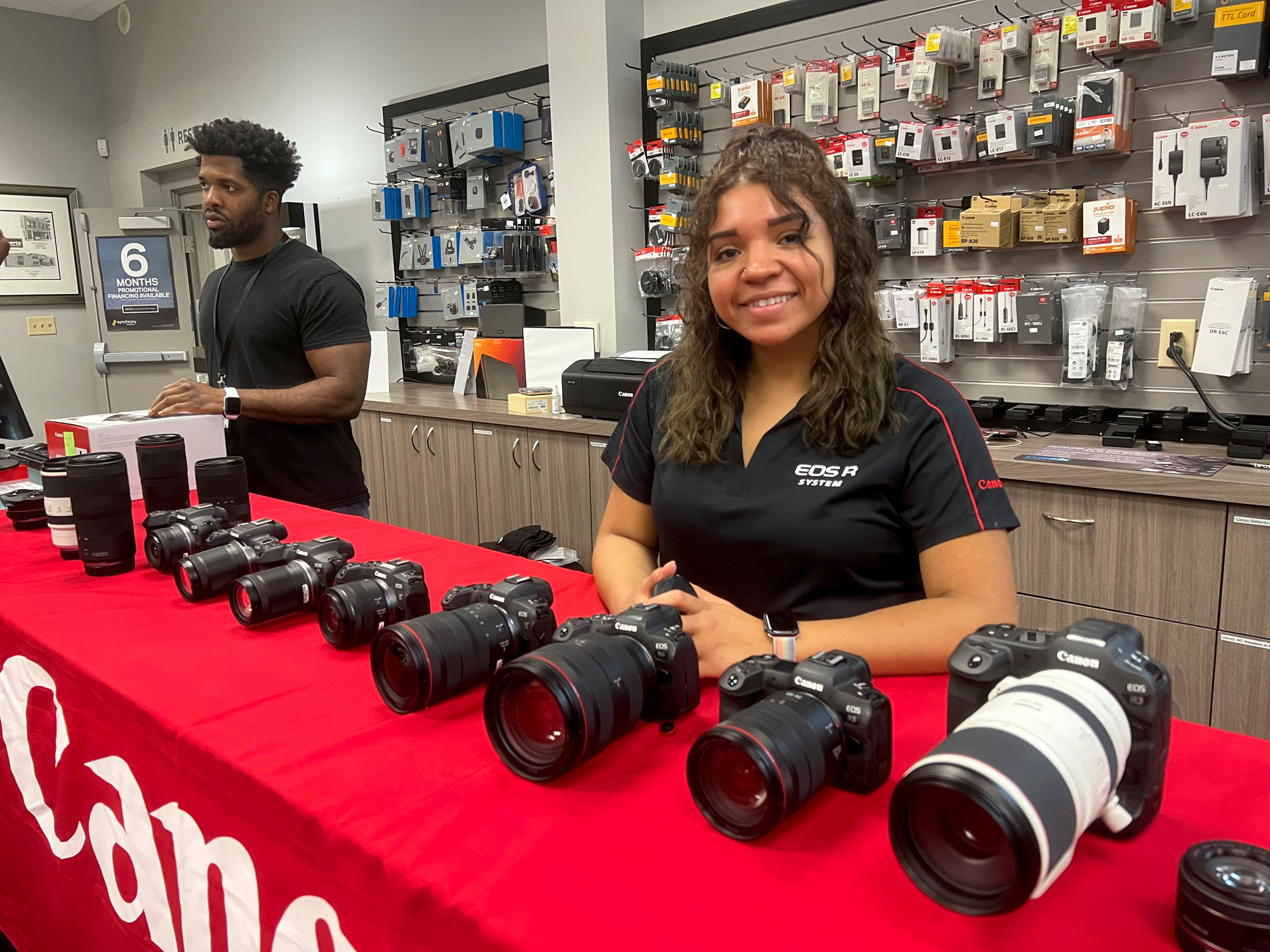 The Canon rep was super busy showing off Canon's latest lenses and camera bodies