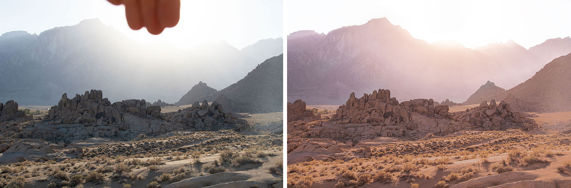 Alabama Hills before and after