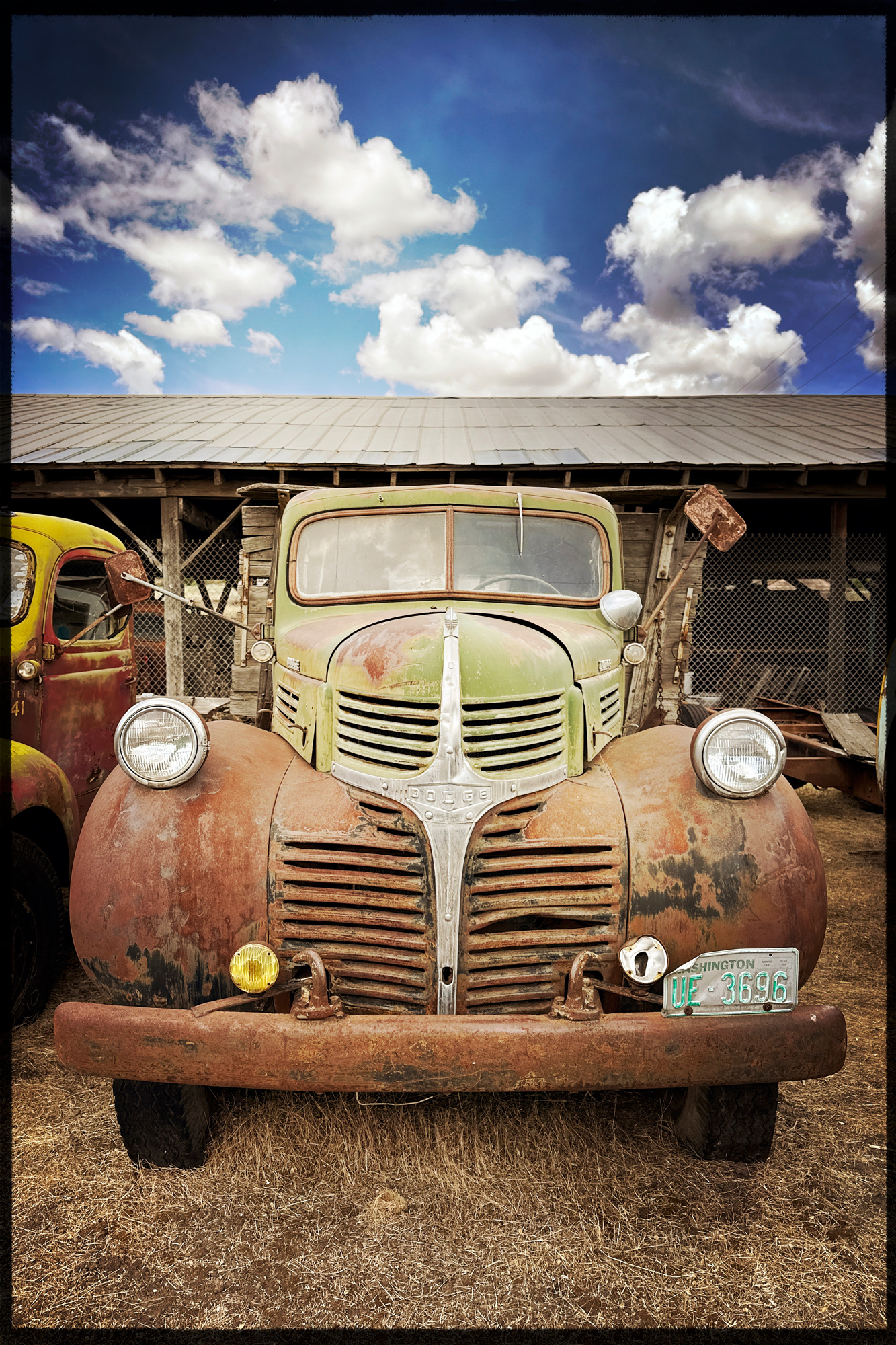 Old trucks and blue skies. with incredible clouds, one of the reasons that makes the Palouse so special.