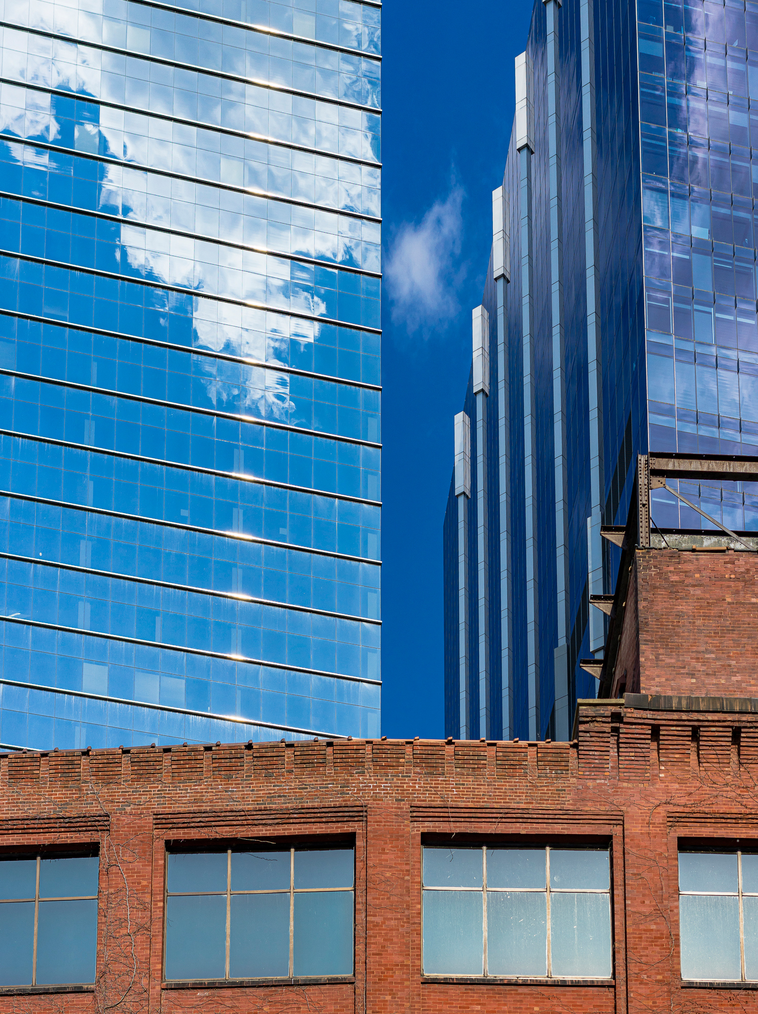 New office buildings contrast with old brick warehouses