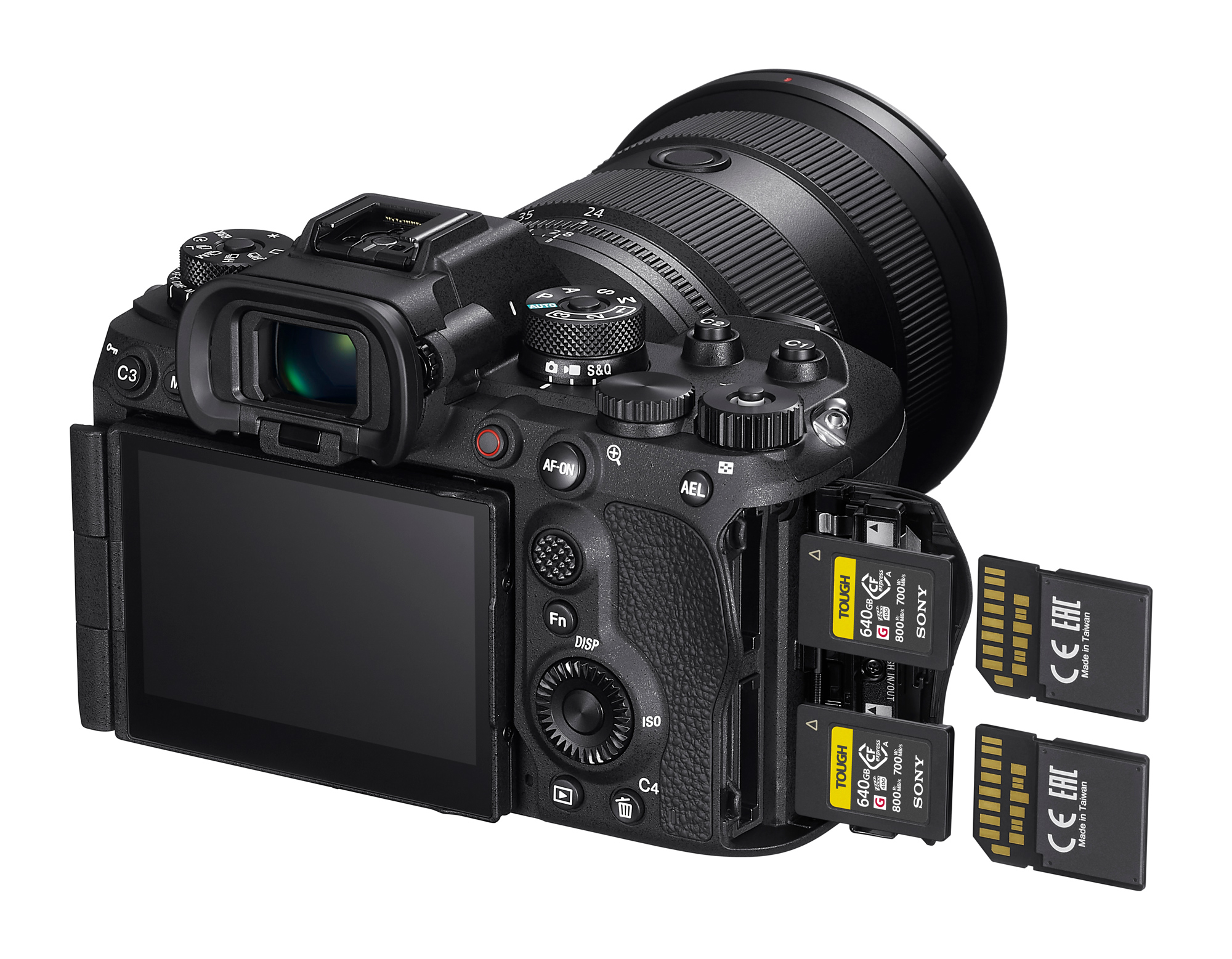 Sony a9 III showing the card types that is uses