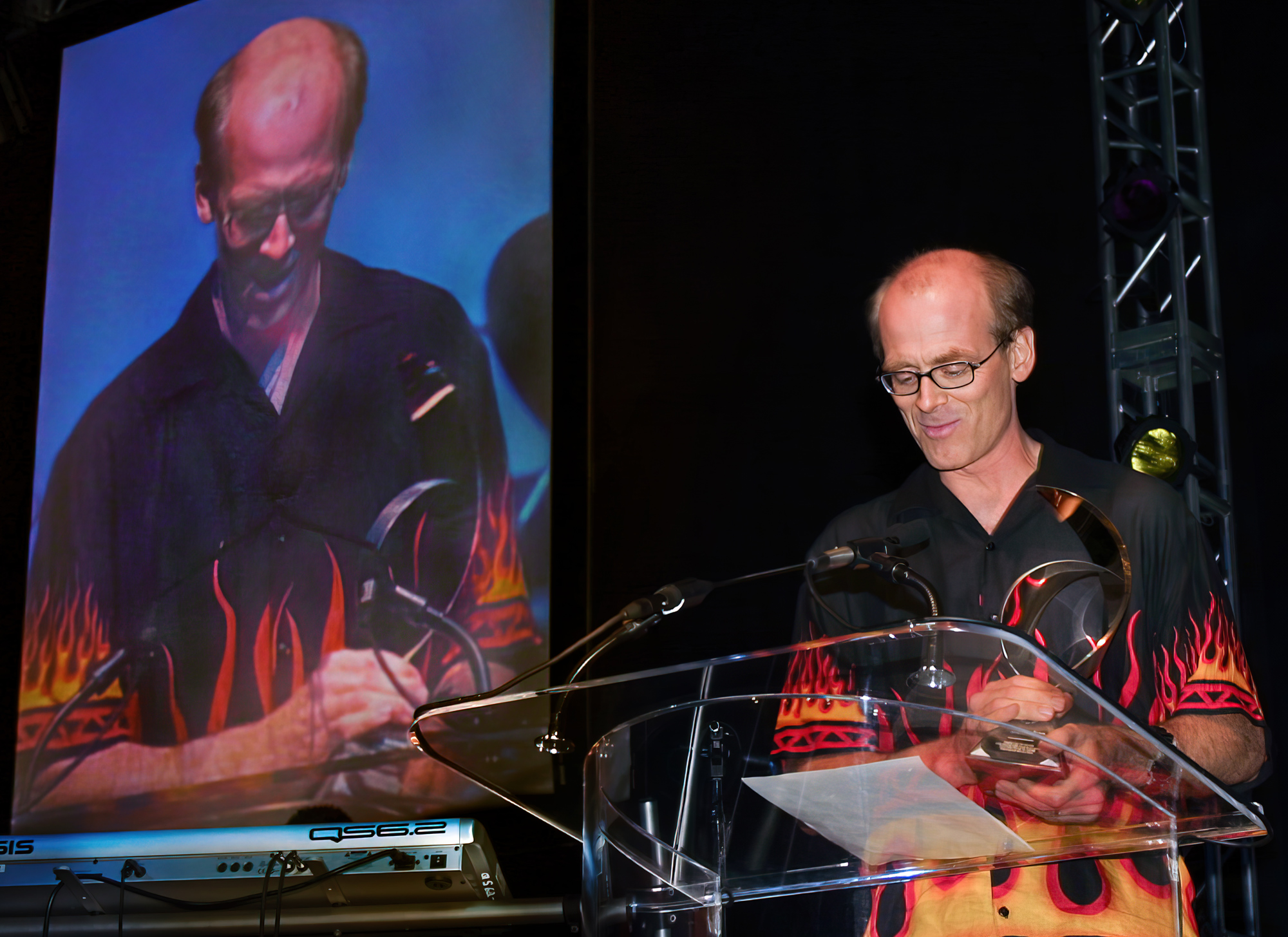 Here's Russell being inducted into the Photoshop Hall of Fame in 2002 in recognition of his many contributions to the community of Photoshop users.